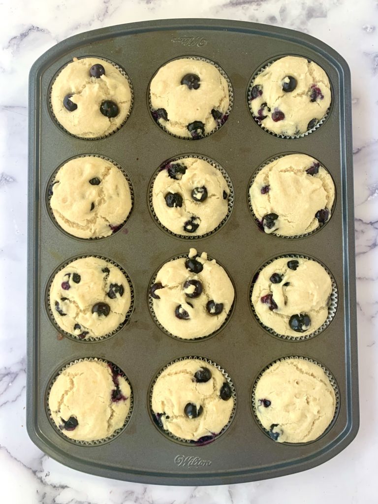 Baked muffins still in muffin tin