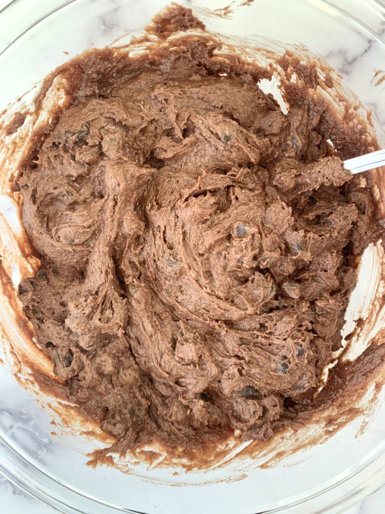 Muffin batter in a bowl