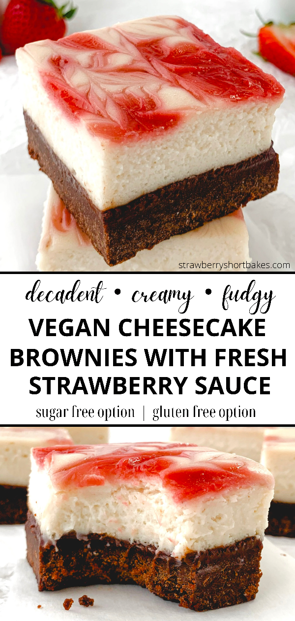 Vegan Cheesecake Brownies with a Fresh Strawberry Sauce (Sugar Free and ...
